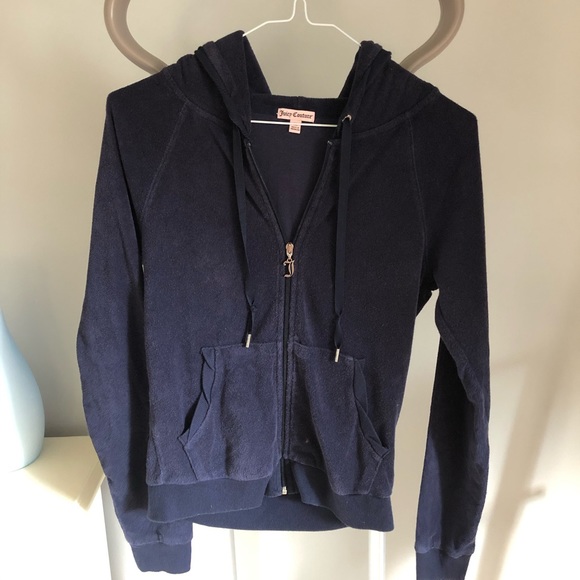 Juicy Couture Sweaters - Juicy couture logo navy terry cloth zip up hoodie